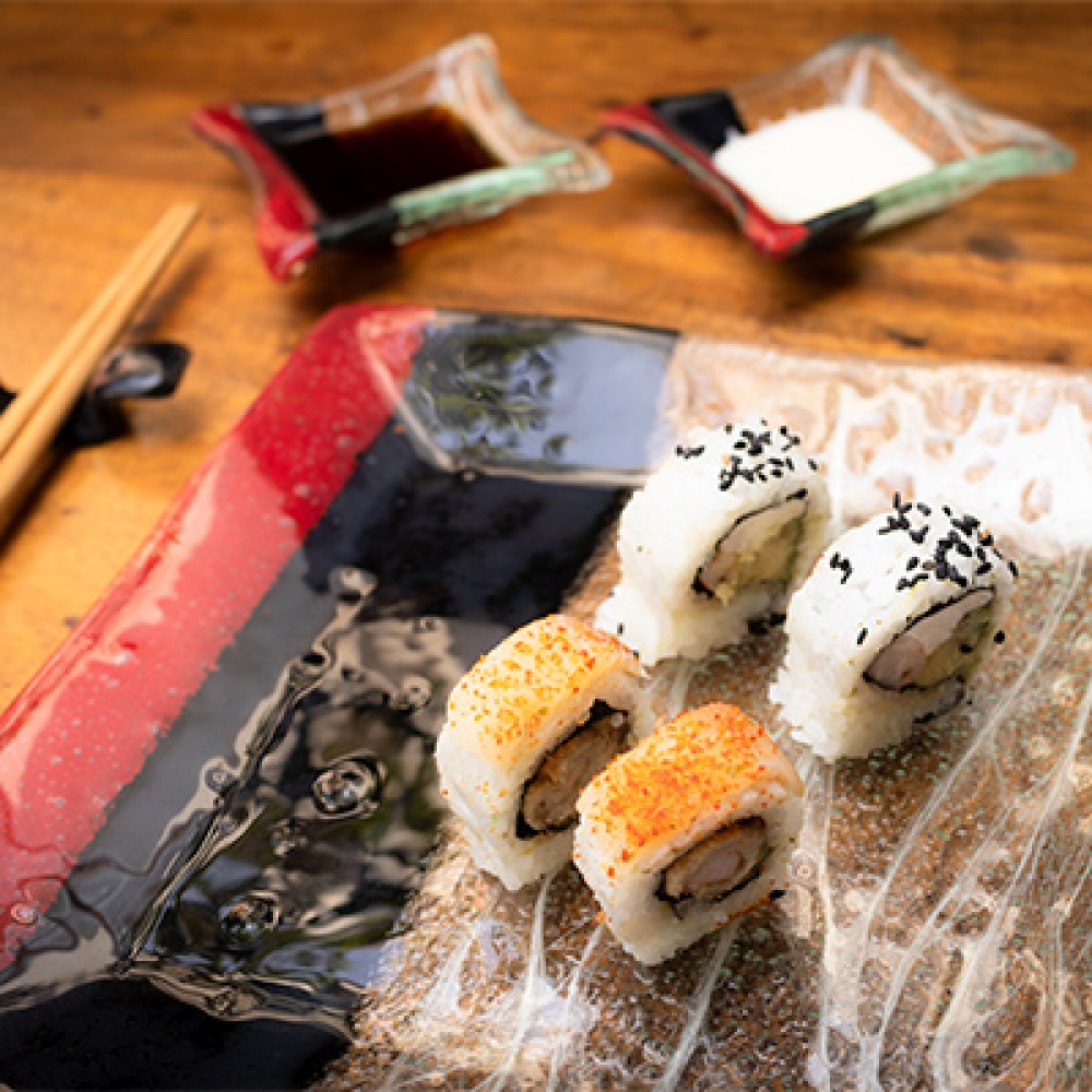 Juego de 4 platos cuadrados sushi