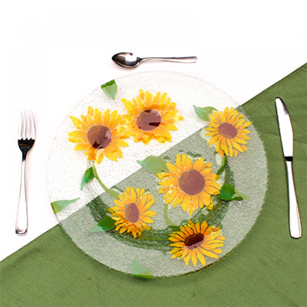 Plato circular girasoles