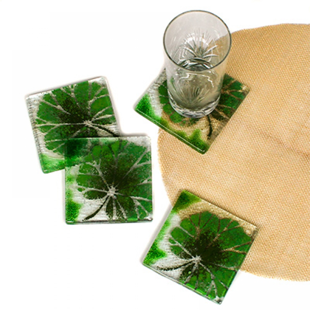 Posavasos hojas verdes