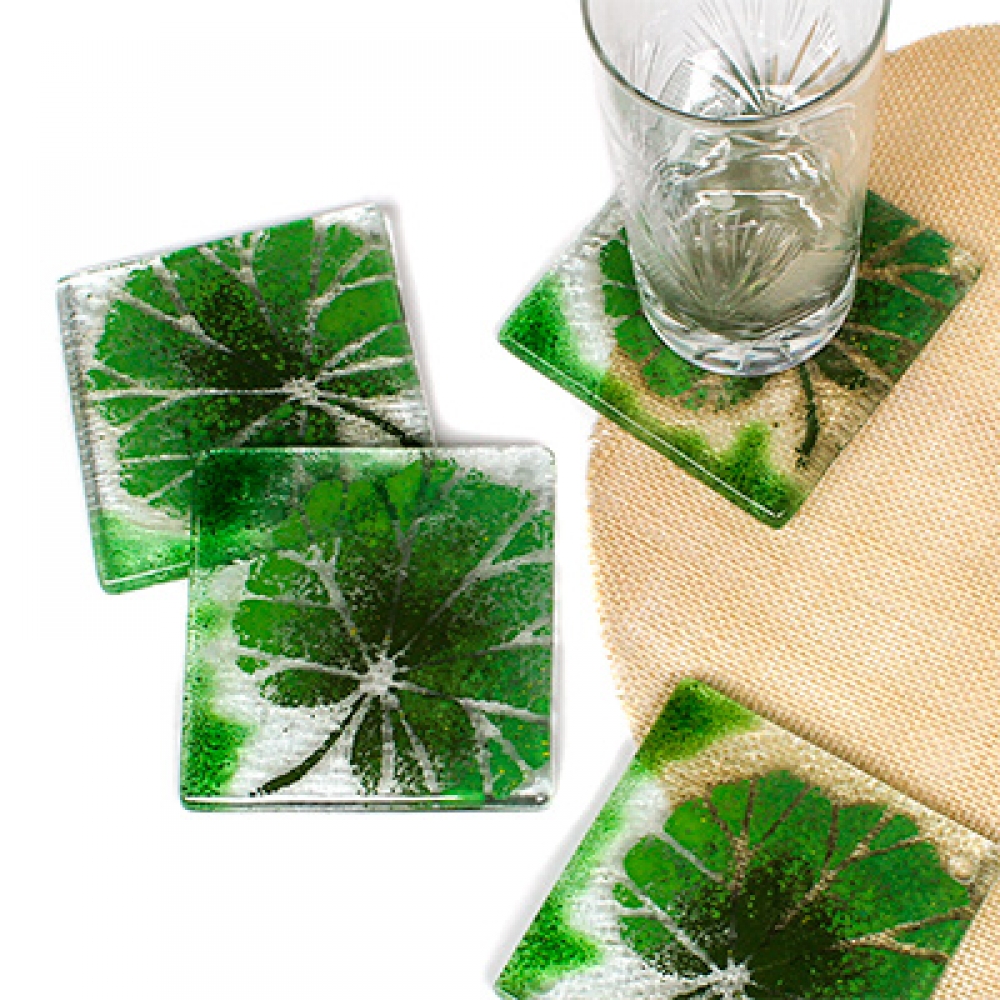 Posavasos hojas verdes