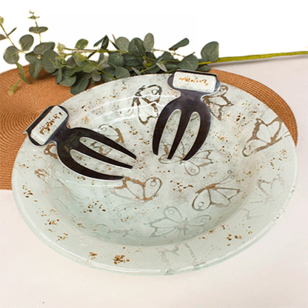 Ensaladera tinirur mariposa blanca.