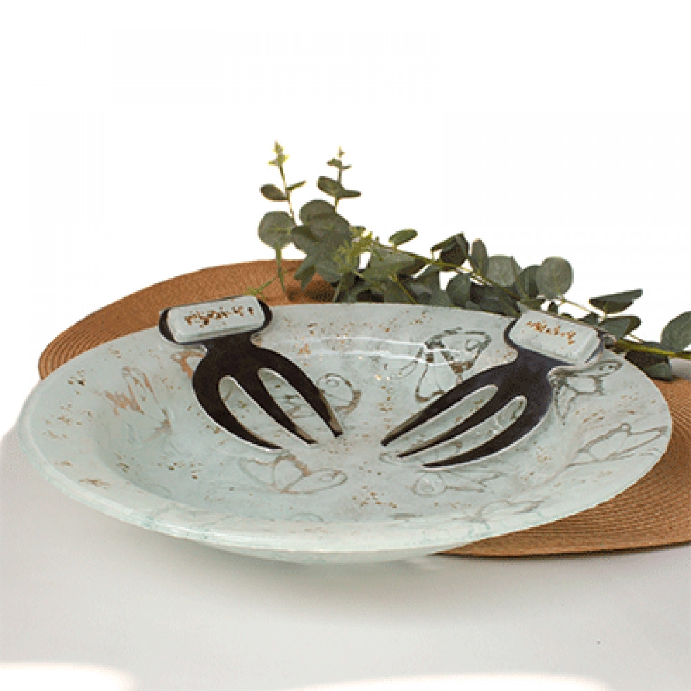 Ensaladera tinirur mariposa blanca.