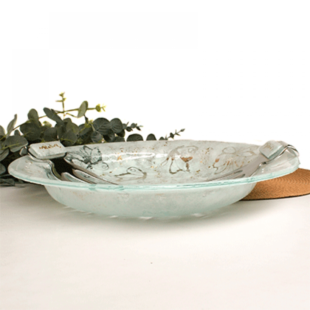 Ensaladera tinirur mariposa blanca.