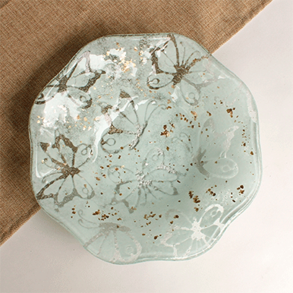 Bowl ensaladera ondas mariposa blanca