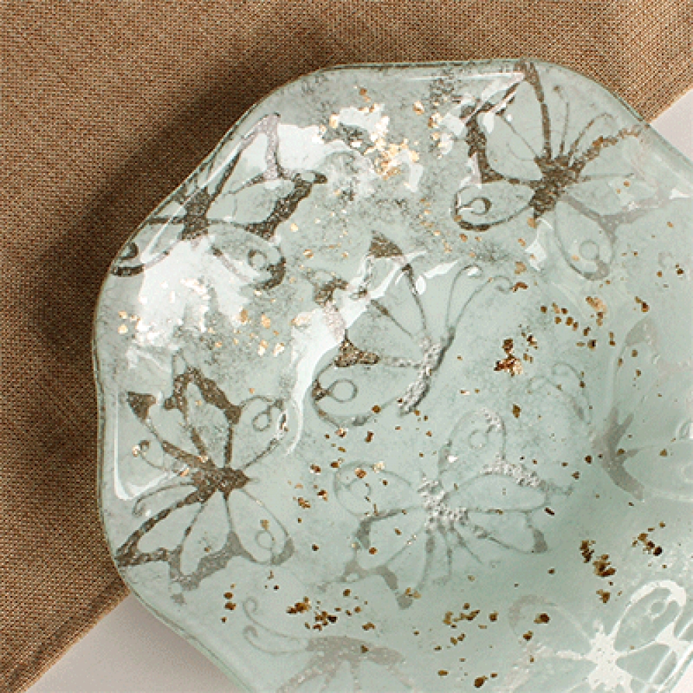 Bowl ensaladera ondas mariposa blanca