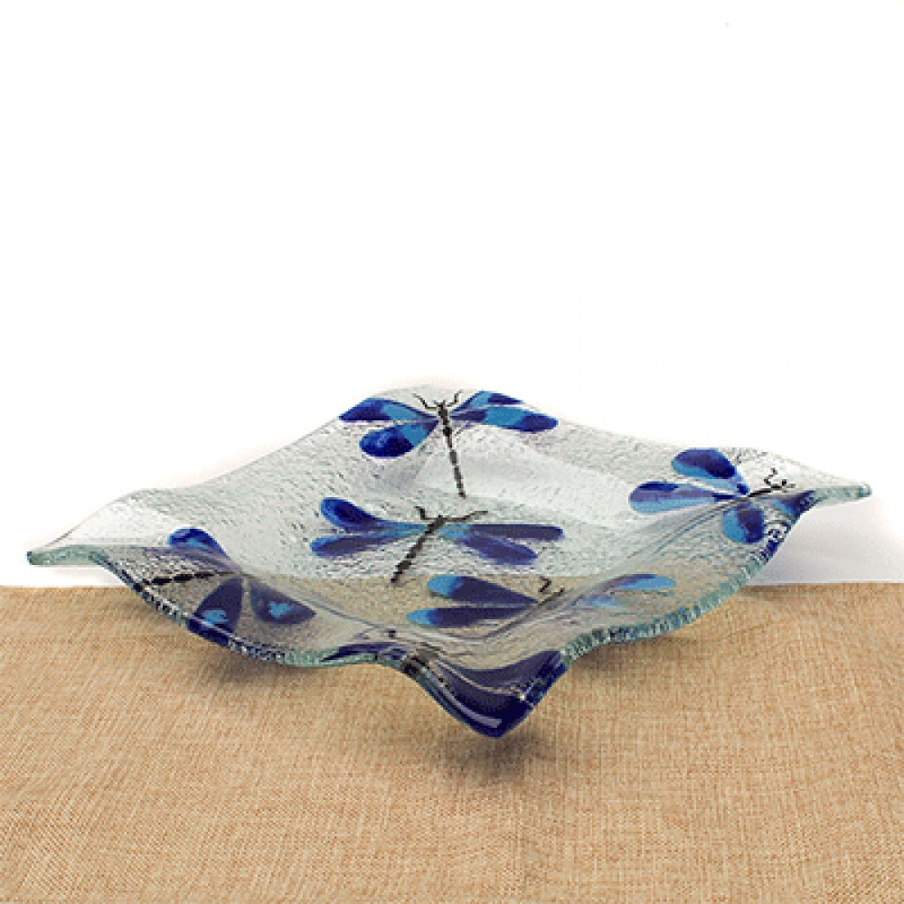 Plato decorativo libélula azul