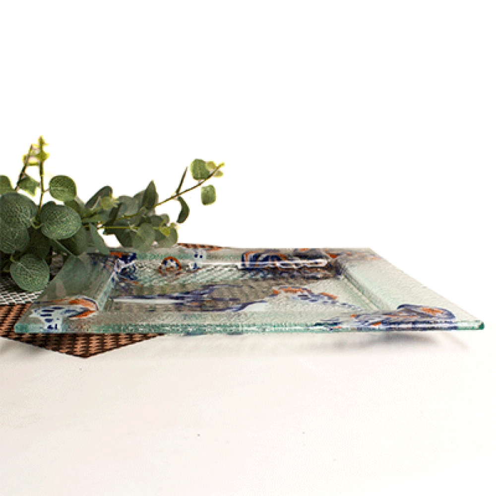 Plato cuadrado ballenas