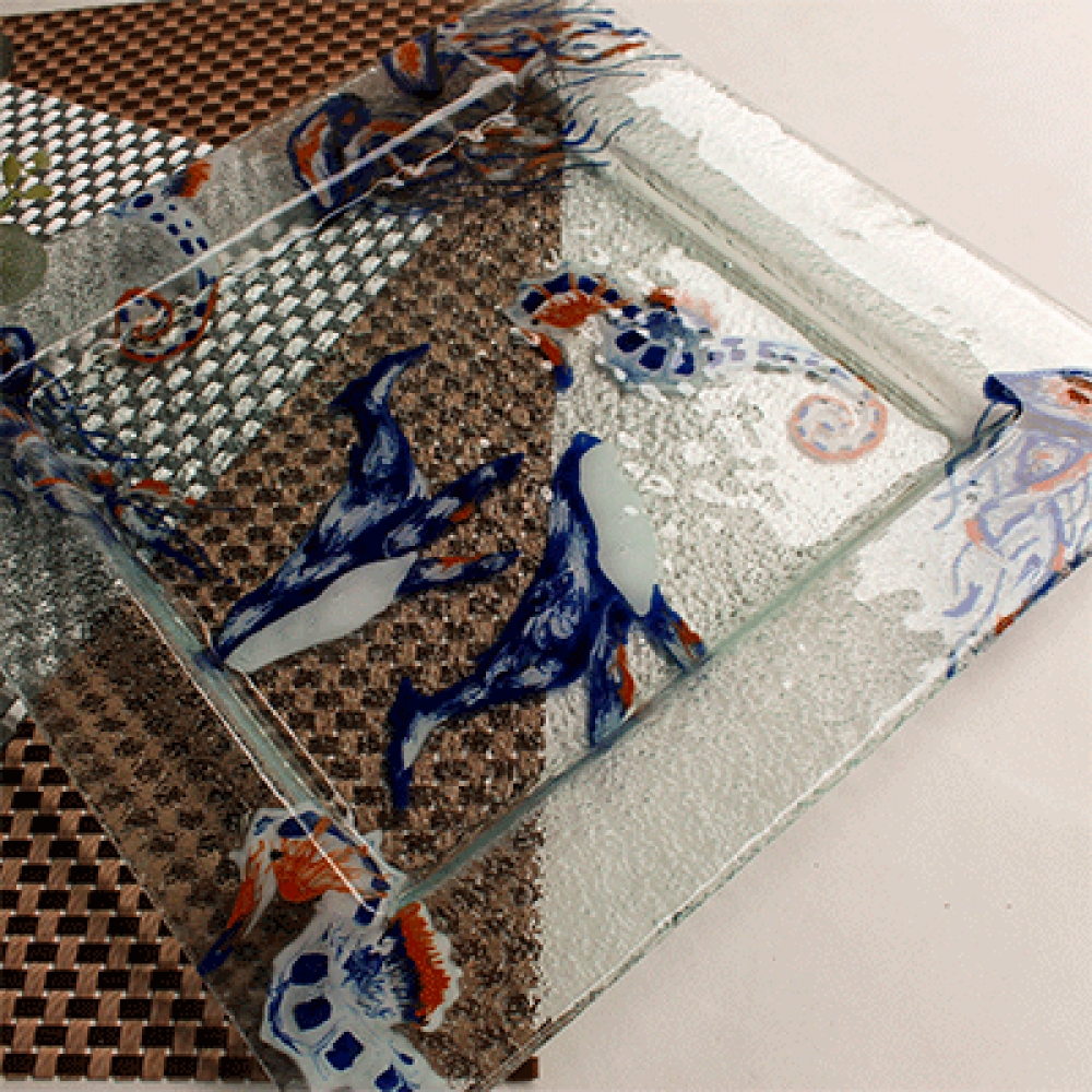 Plato cuadrado ballenas