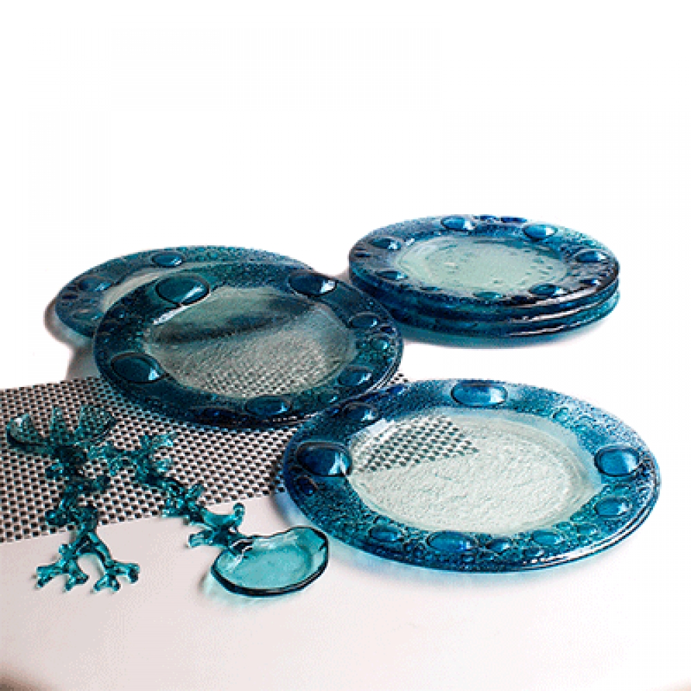 Plato circular burbuja turquesa