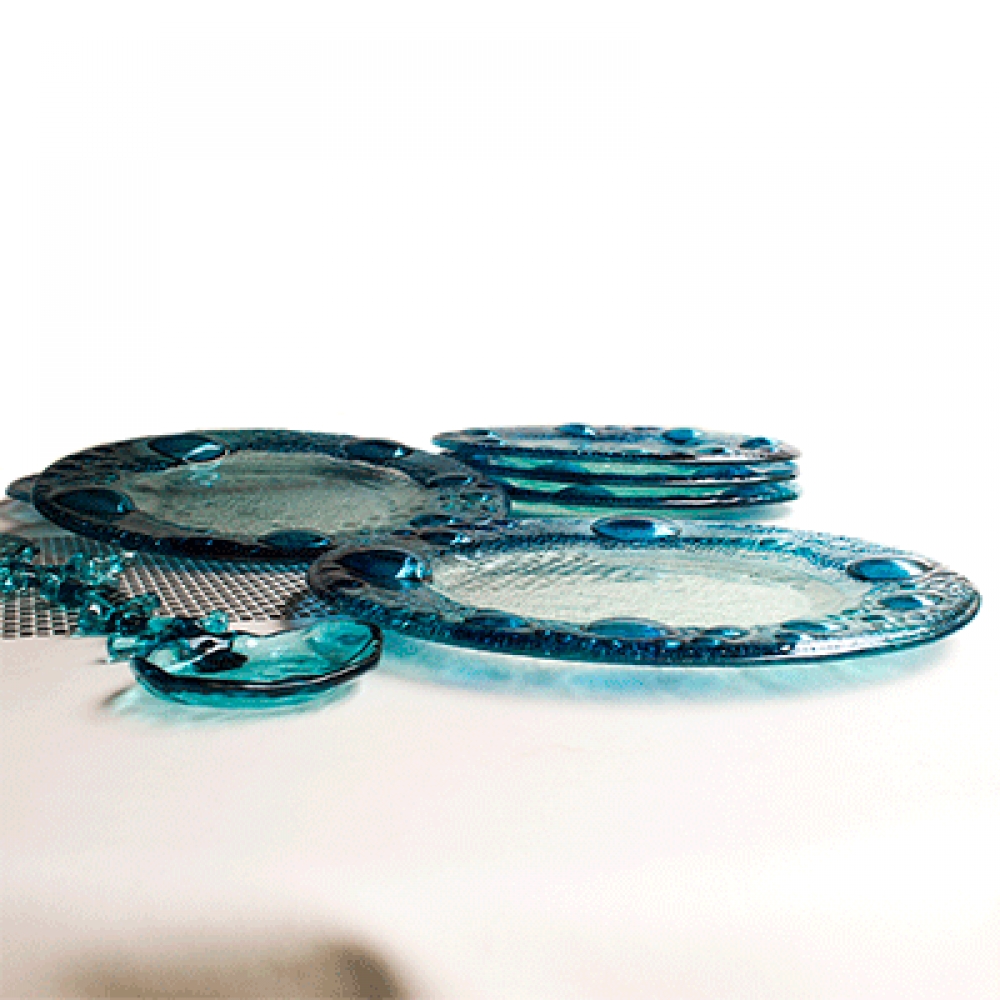 Plato circular burbuja turquesa