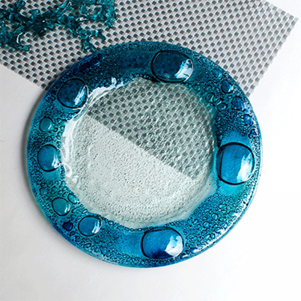 Plato circular burbuja turquesa