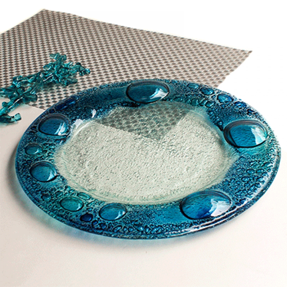 Plato circular burbuja turquesa