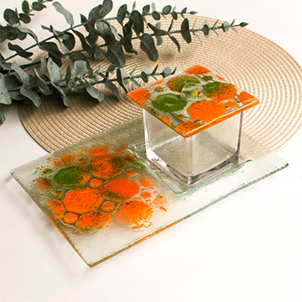 Fuente con recipiente multiusos rumi naranja