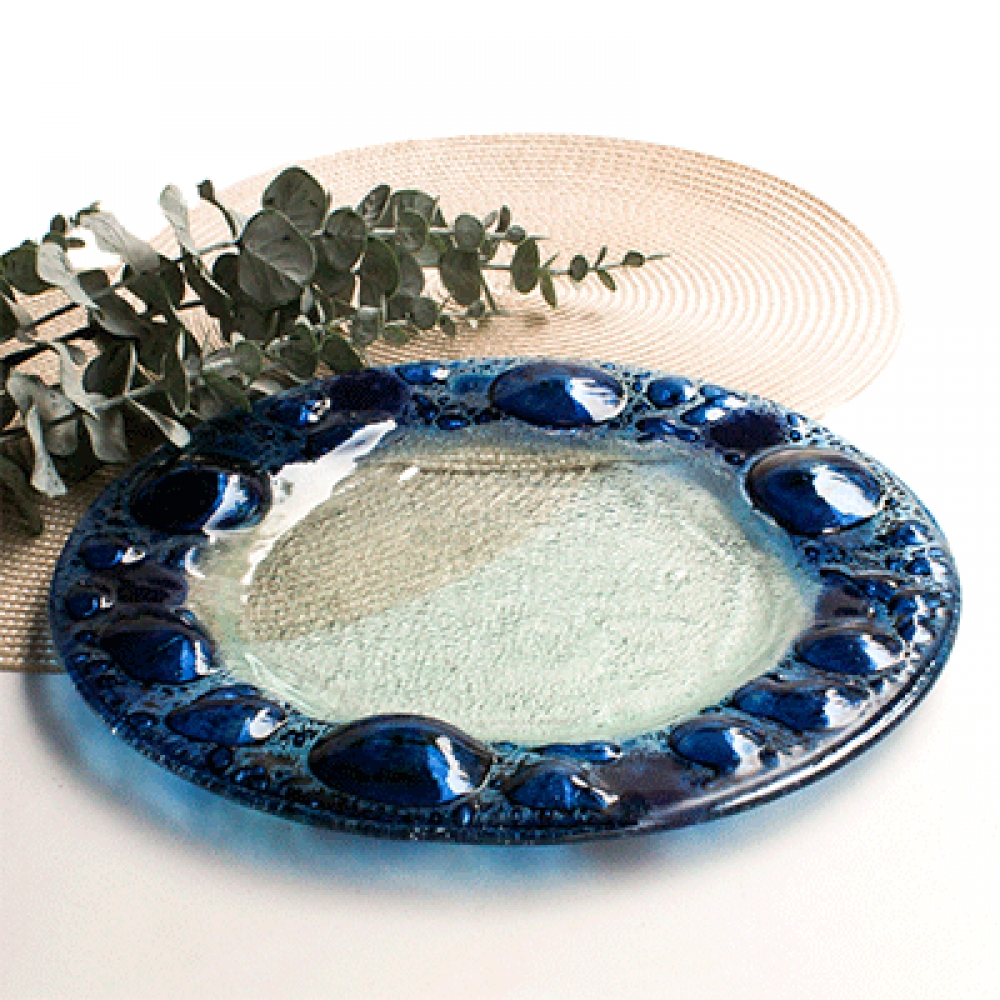 Plato circular burbuja azul