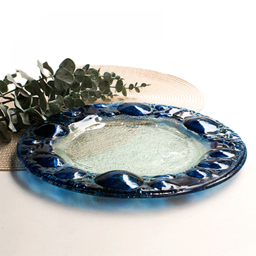 Plato circular burbuja azul