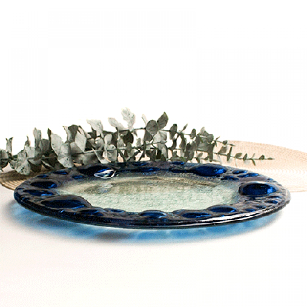 Plato circular burbuja azul