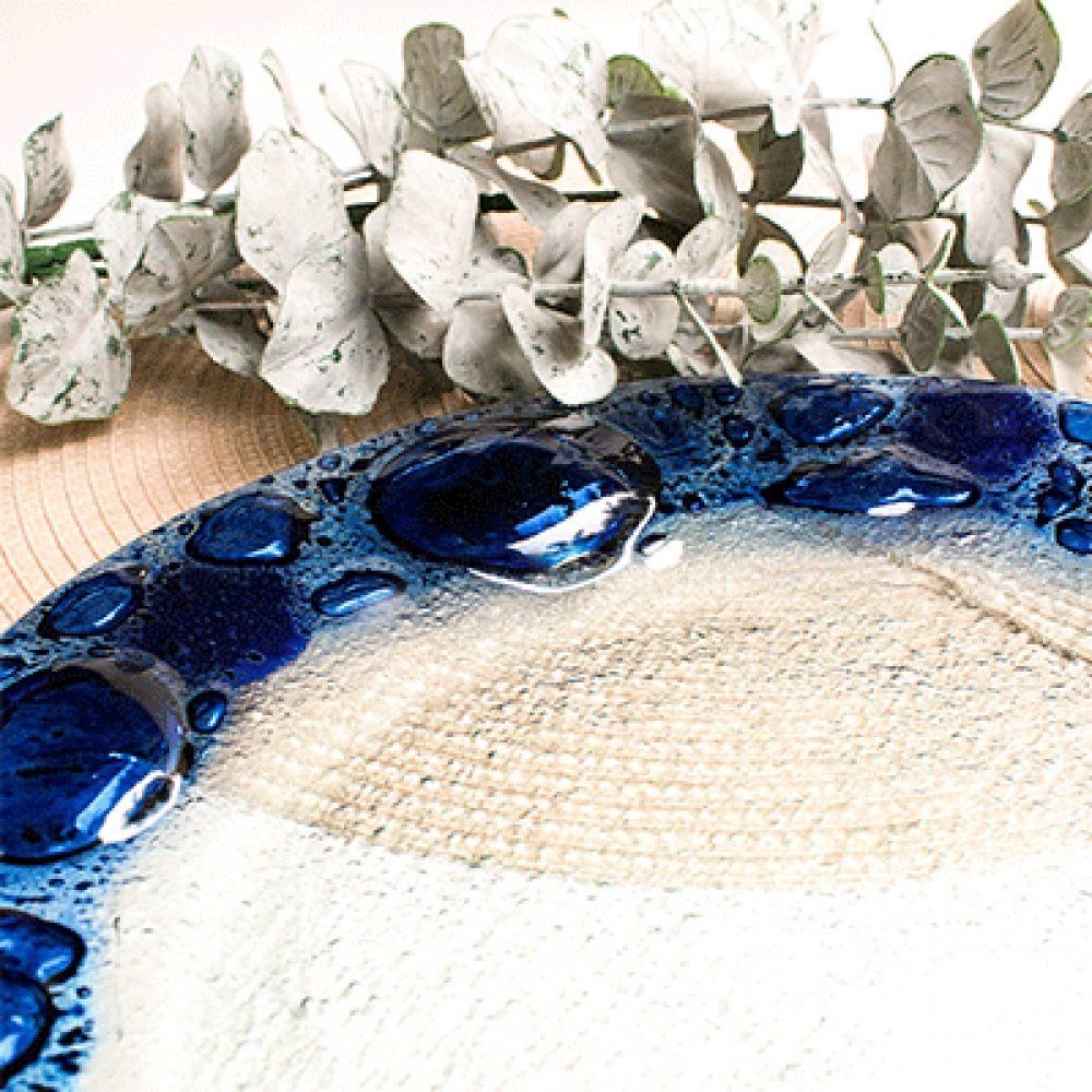 Plato circular burbuja azul