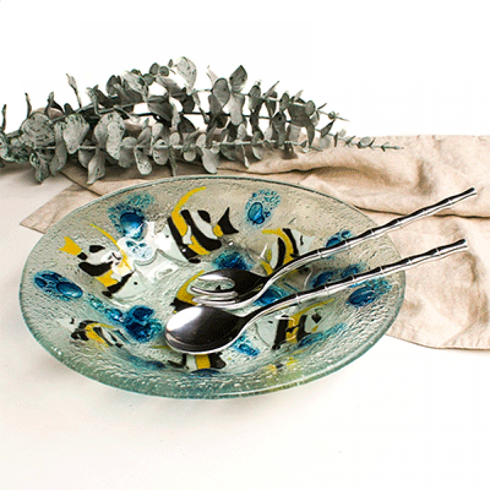 Ensaladera umanku peces con cubiertos