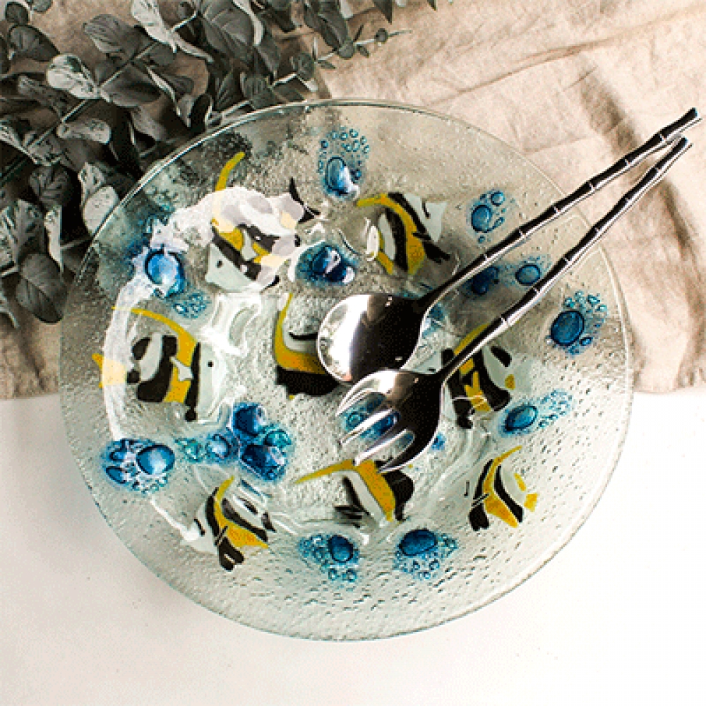 Ensaladera umanku peces con cubiertos