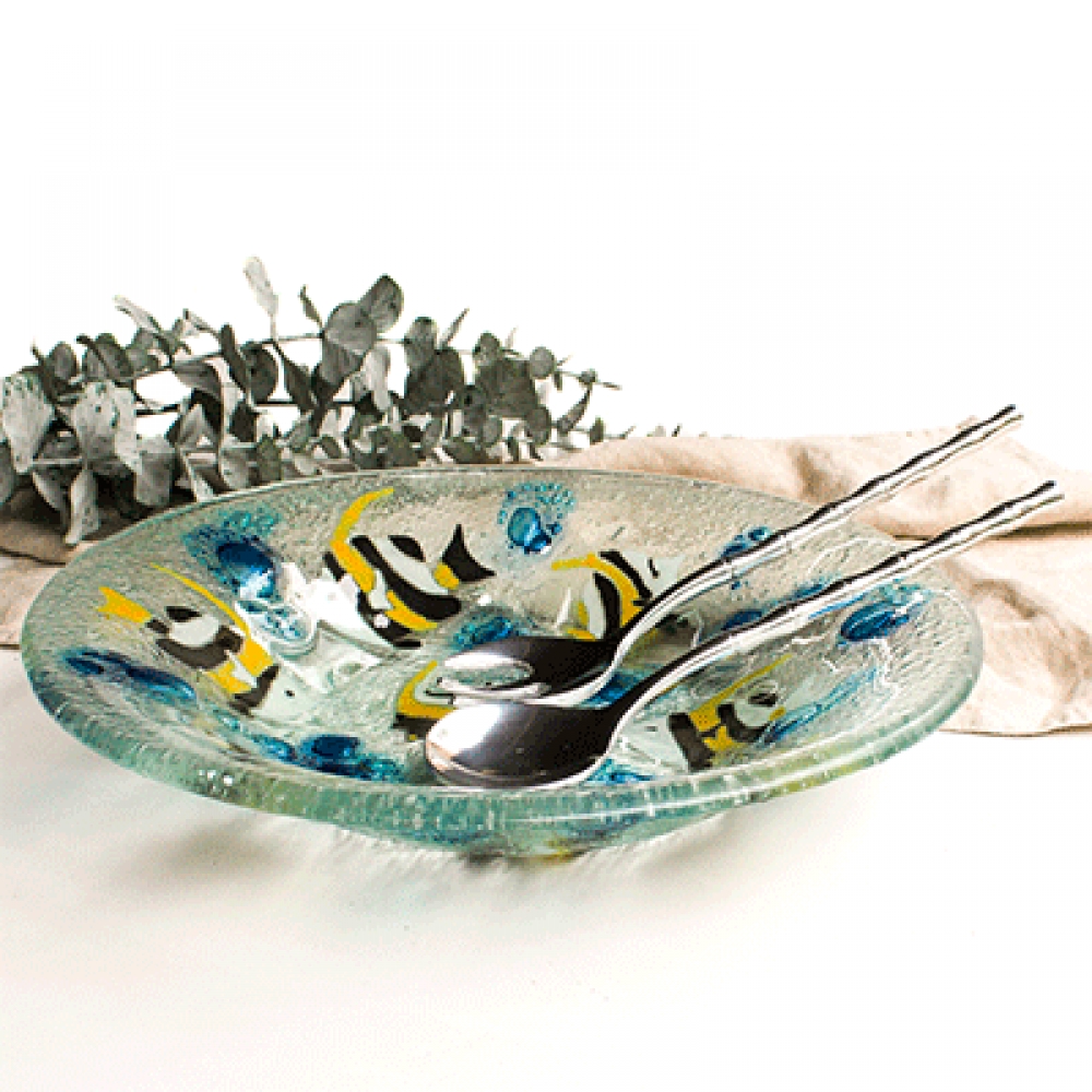 Ensaladera umanku peces con cubiertos