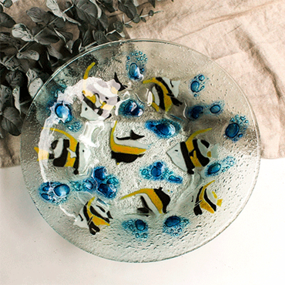 Ensaladera umanku peces con cubiertos