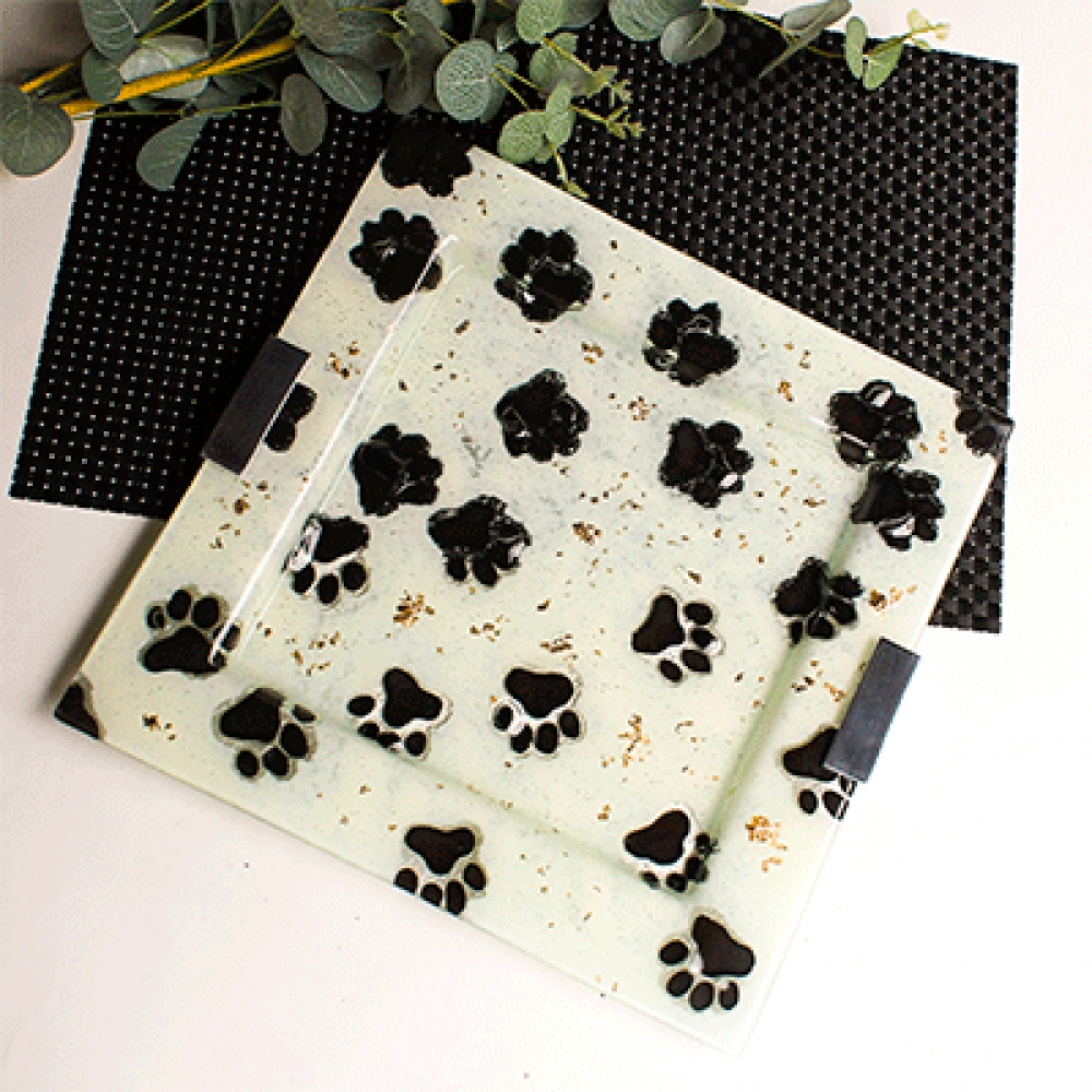 plato cuadrado huellitas