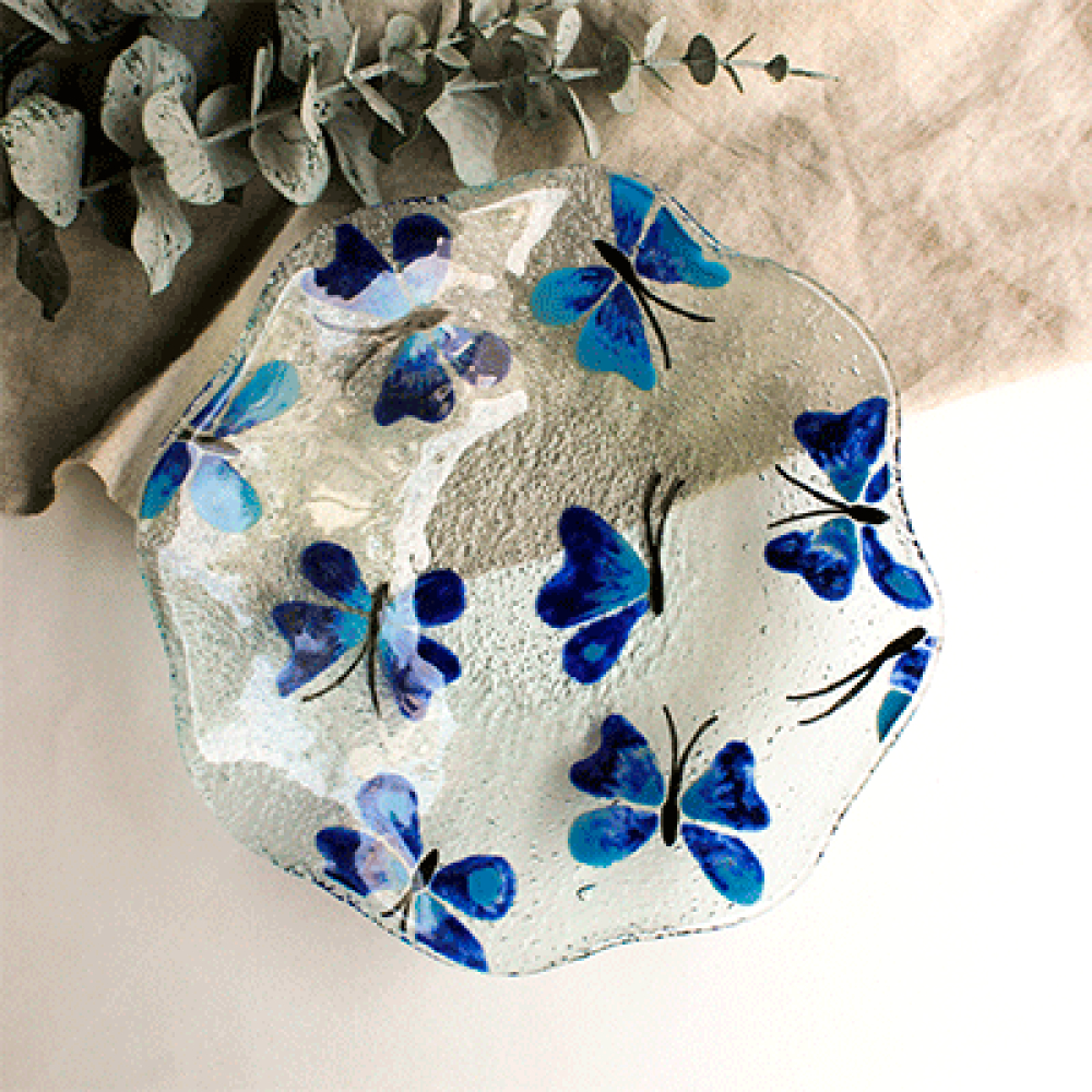 bowl ensaladera ondas mariposa azul