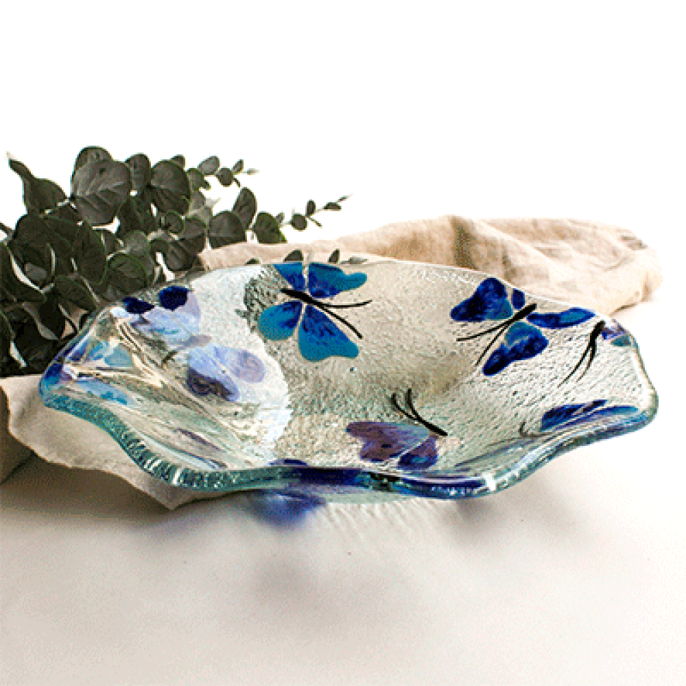 bowl ensaladera ondas mariposa azul