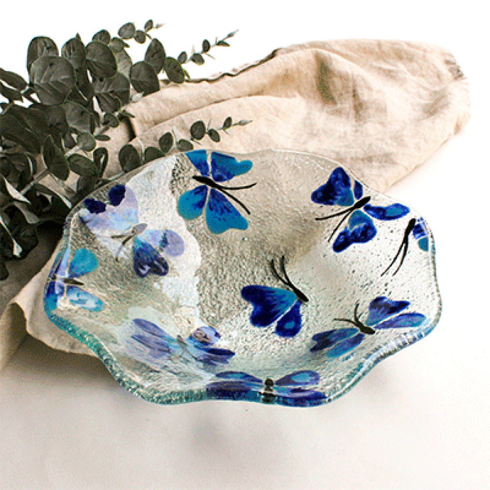 bowl ensaladera ondas mariposa azul