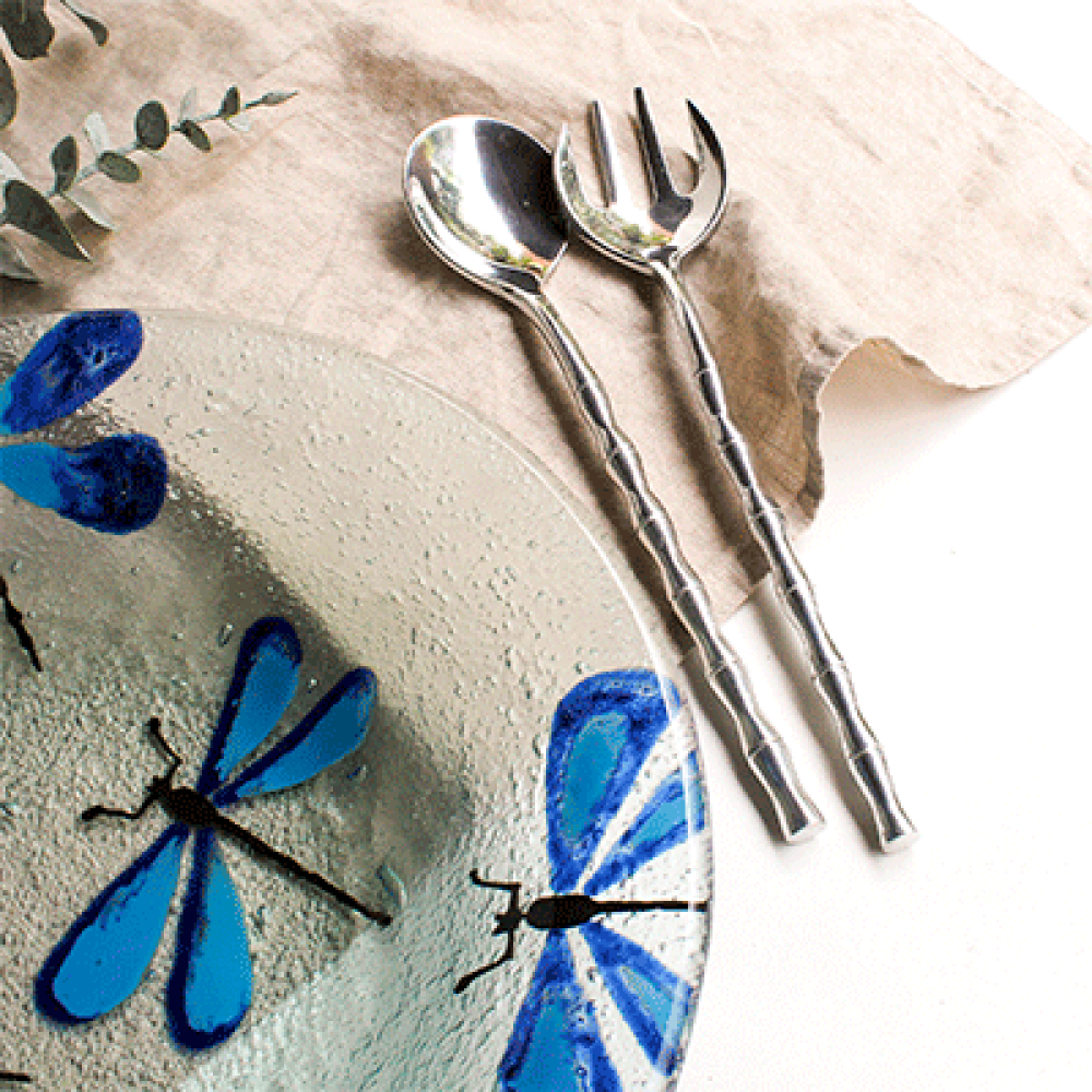 ensaladera umanku lib&eacute;lulas con cubiertos