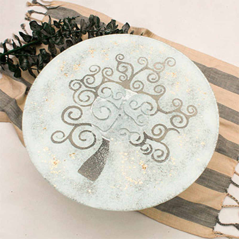 porta tortas &aacute;rbol de la vida blanco