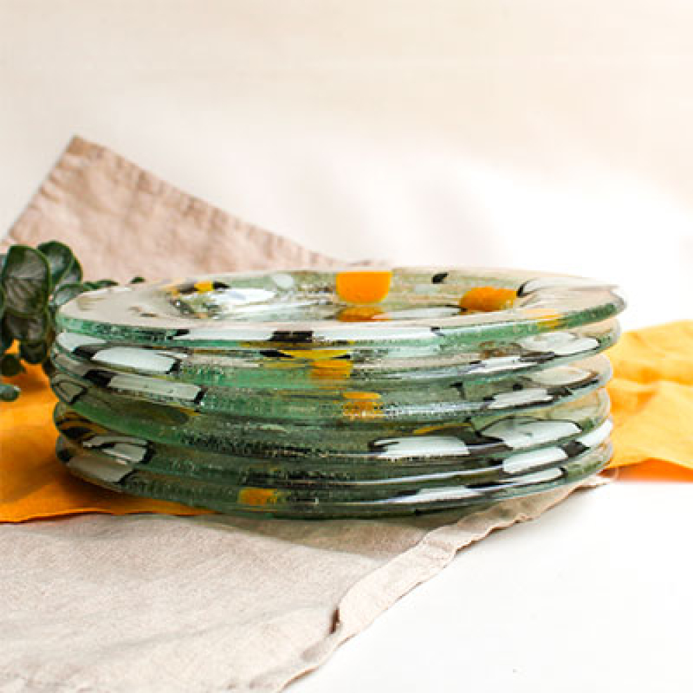 set de 4 platos de entrada/postre abejas