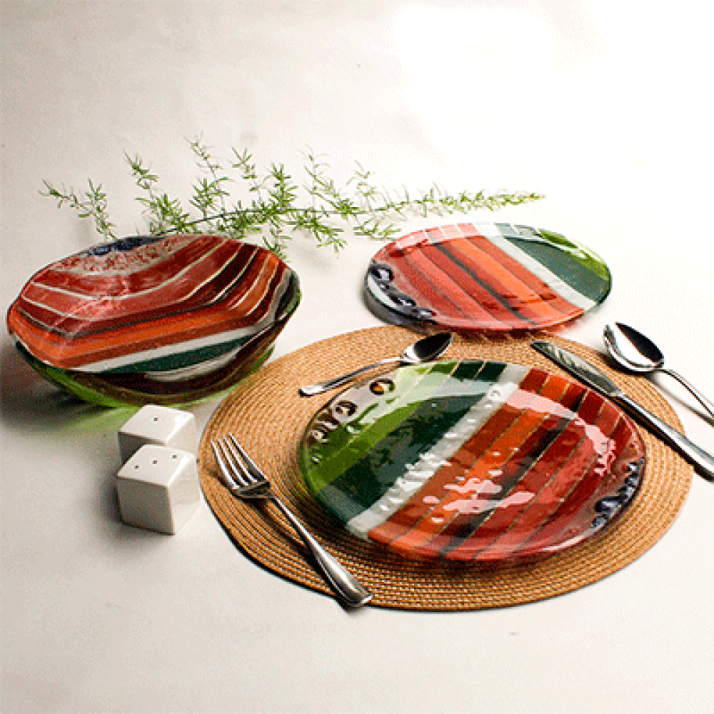 Set de 4 platos de entrada/postre alegr&iacute;a