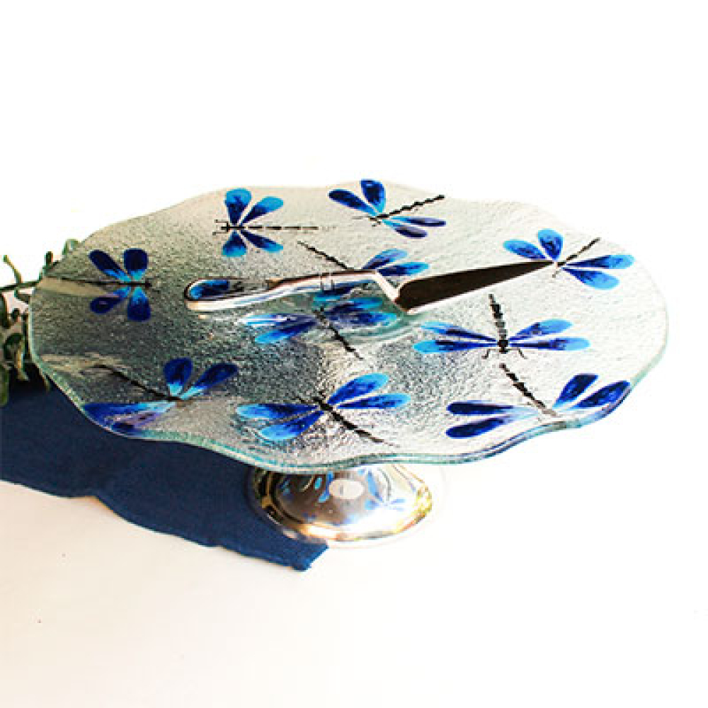 porta tortas lib&eacute;lulas azules