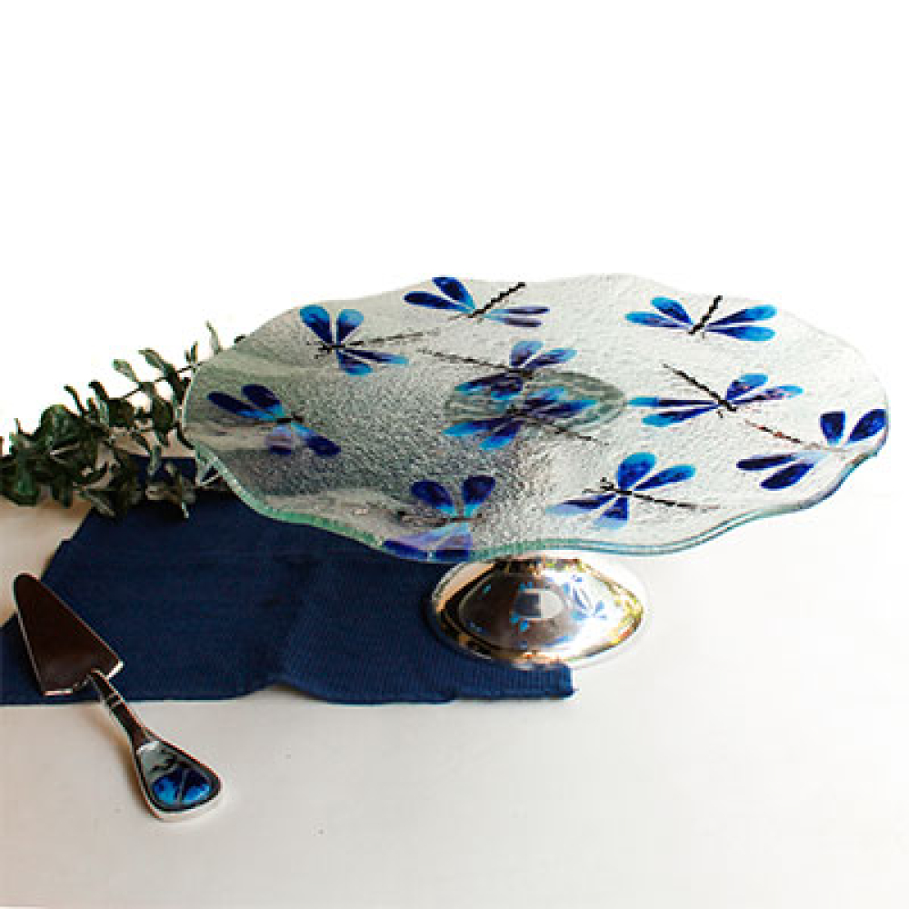 porta tortas lib&eacute;lulas azules