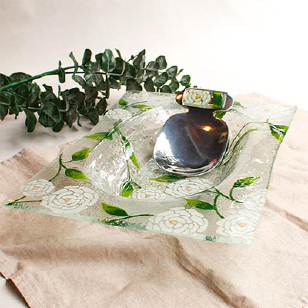 Fuente arrocera rosa blanca