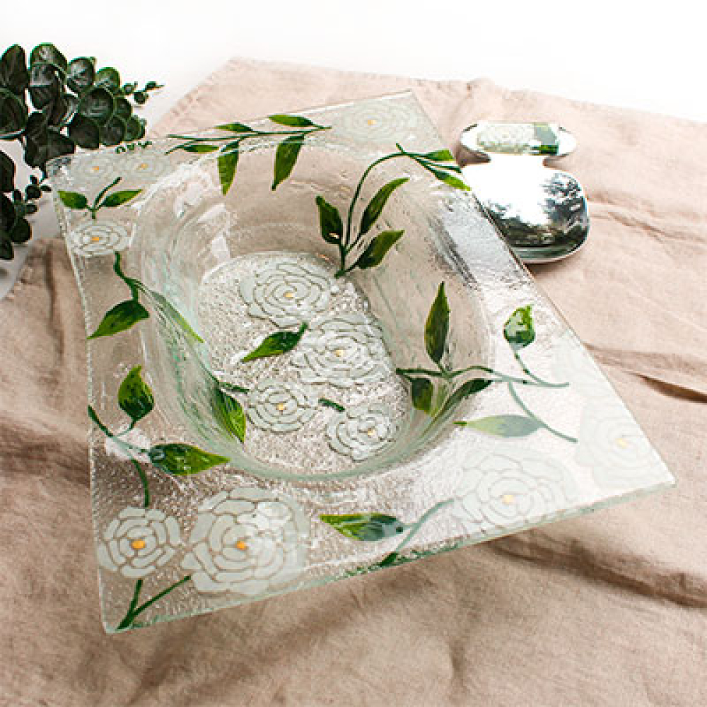 Fuente arrocera rosa blanca