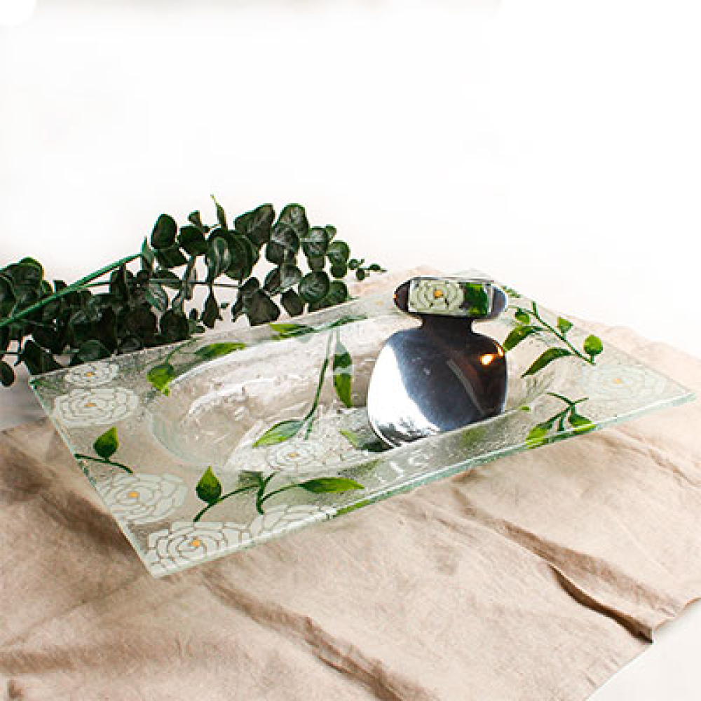 Fuente arrocera rosa blanca