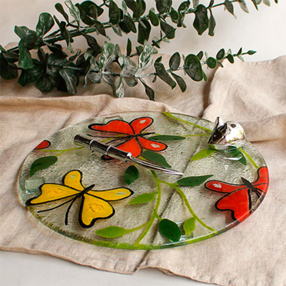 tabla para servir mariposa multicolor