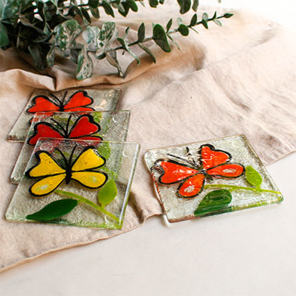 posavasos mariposa multicolor