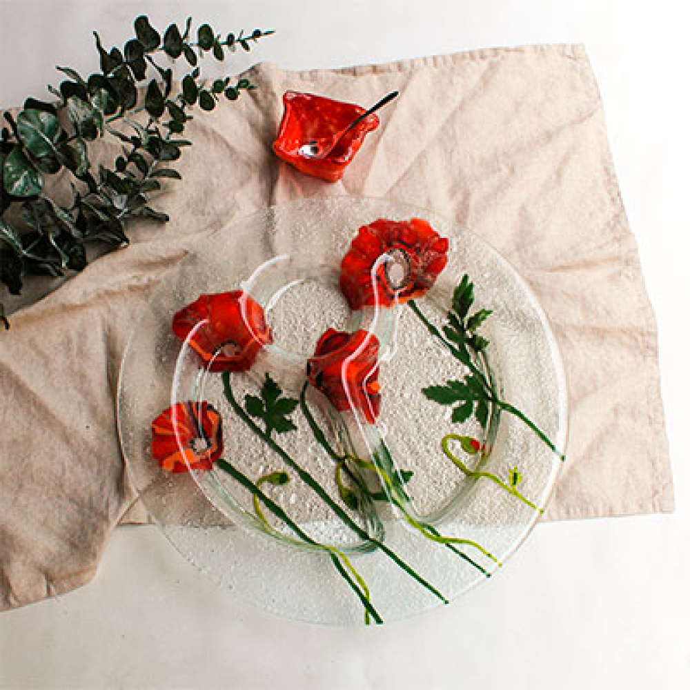 Panqara fuente circular con 3 espacios amapola