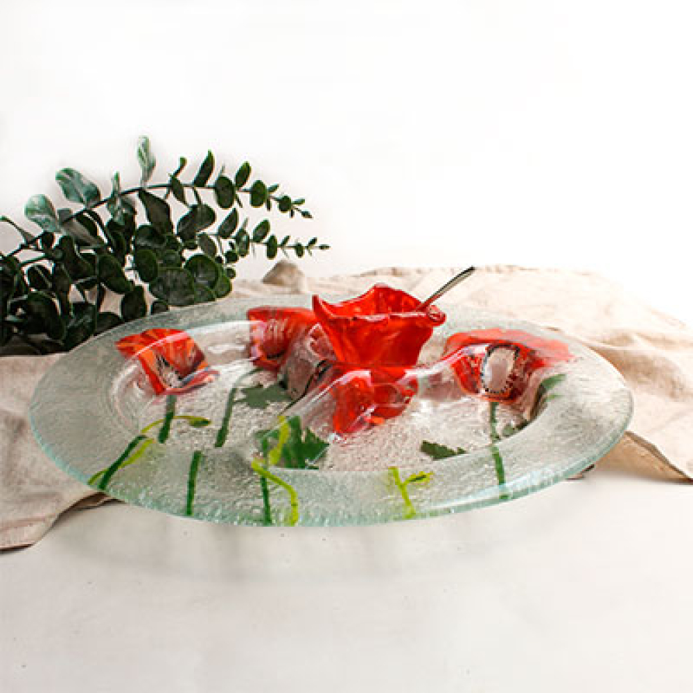 Panqara fuente circular con 3 espacios amapola