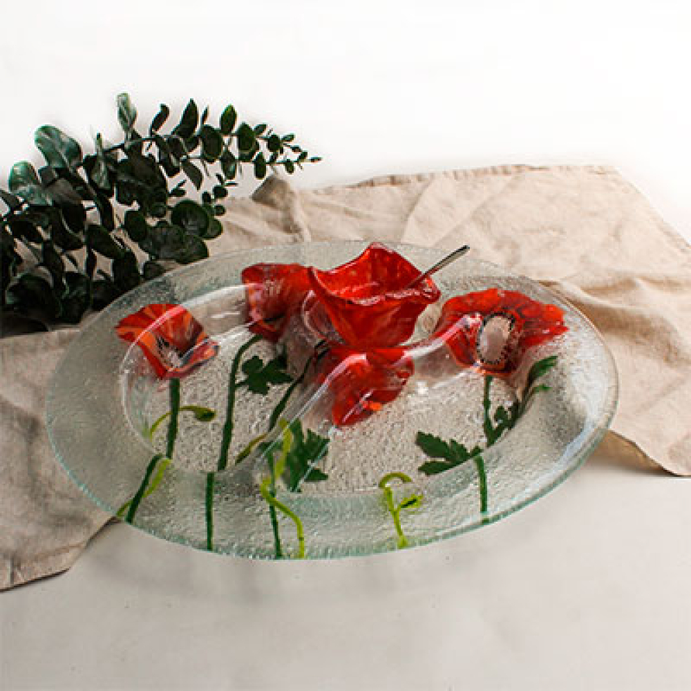 Panqara fuente circular con 3 espacios amapola