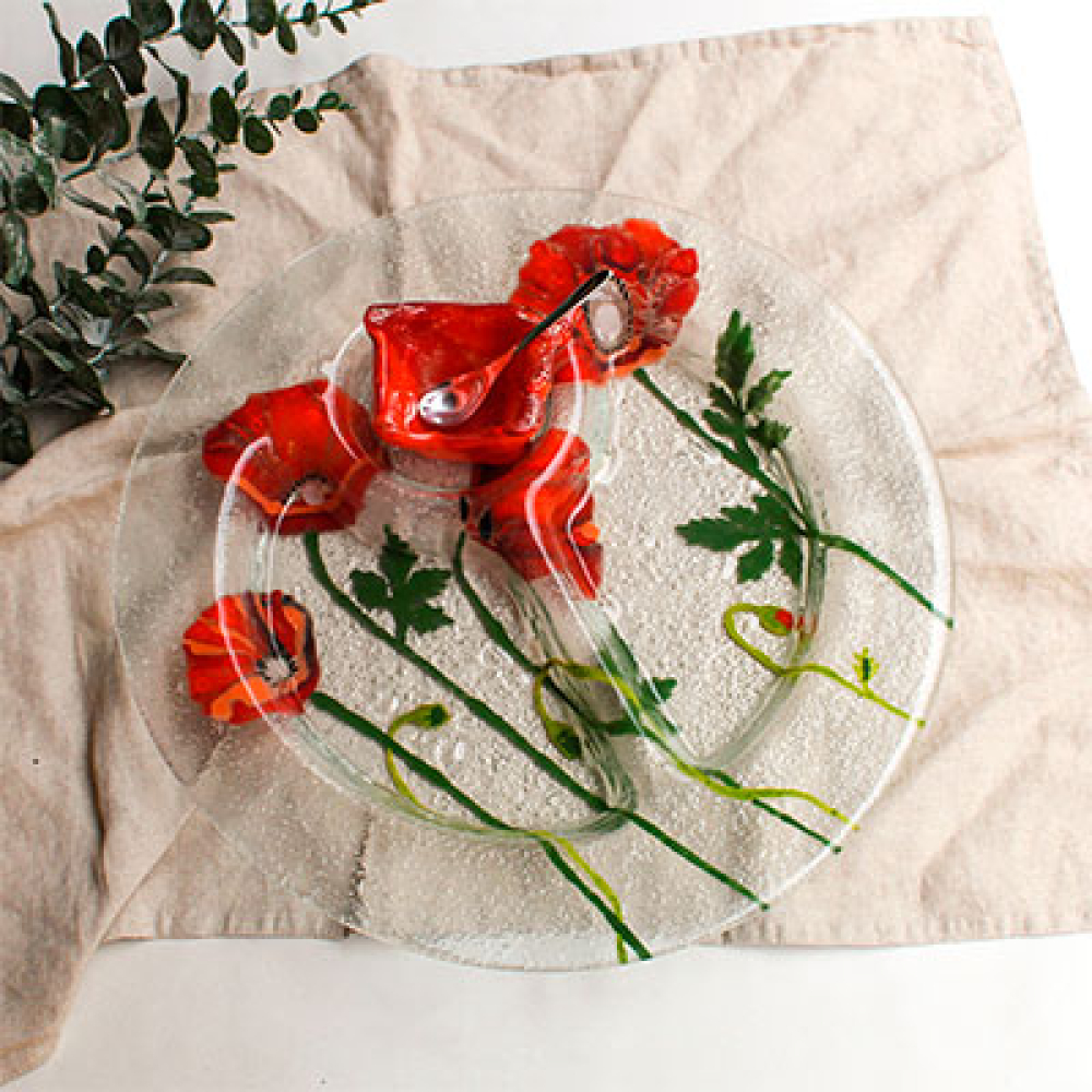 Panqara fuente circular con 3 espacios amapola