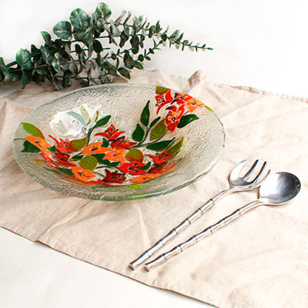 ensaladera umanku panqara bugambilla con cubiertos