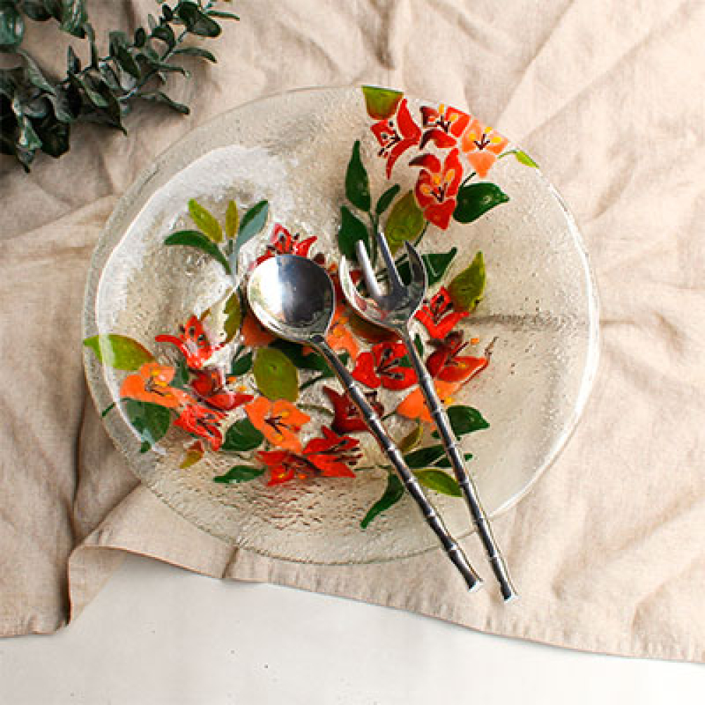 ensaladera umanku panqara bugambilla con cubiertos