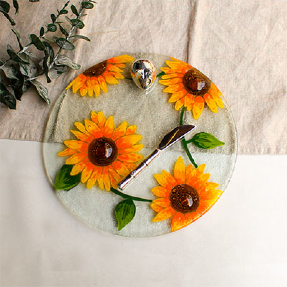 tabla para servir girasoles
