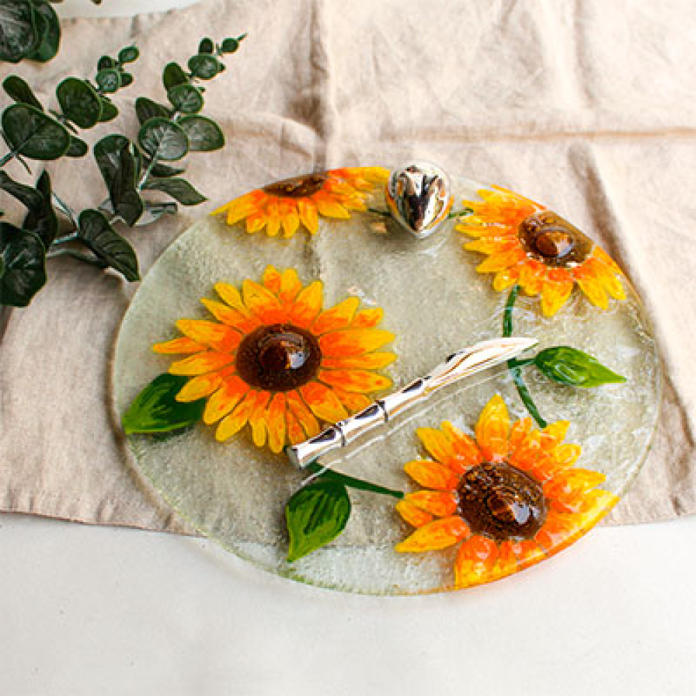 tabla para servir girasoles