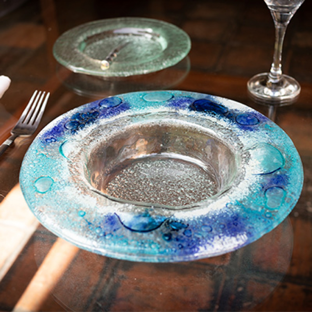 Bowl borde corto burbujas azul turquesa