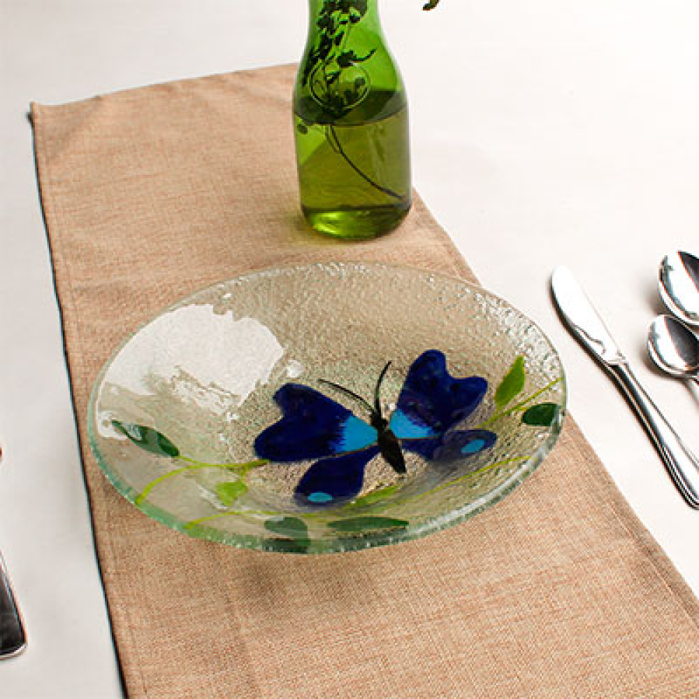 set de 4 platos servir mariposa azul